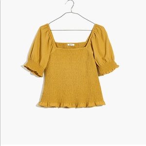 Madewell Lucie Puff-Sleeve Smocked Bodice Top
